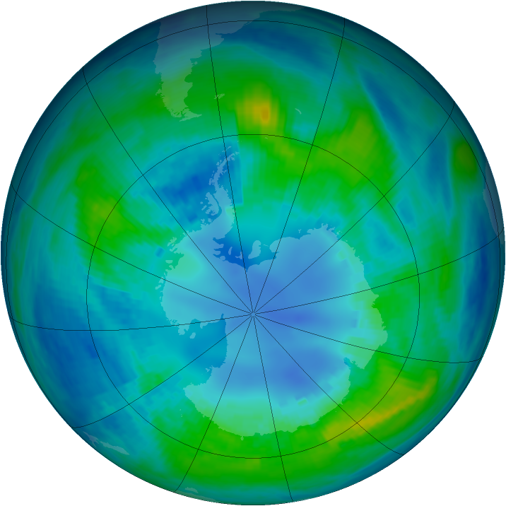 Antarctic ozone map for 20 April 1985